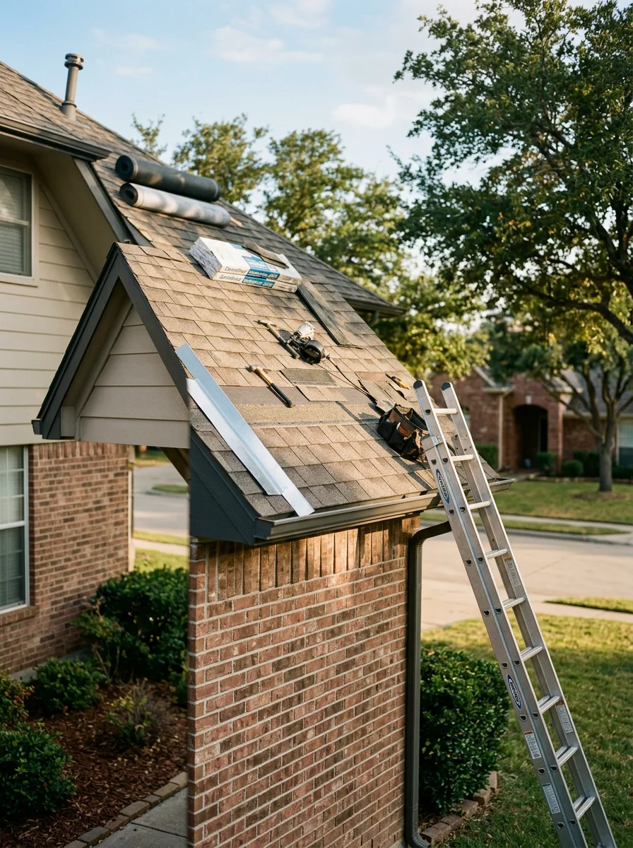 Crew member performing careful work on an Argyle home exterior.