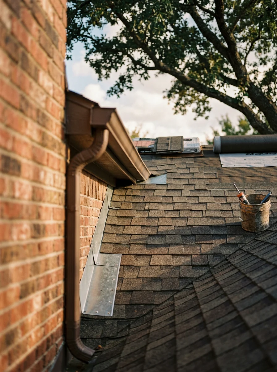 Technician performing detailed work on a Denton home with professional focus.
