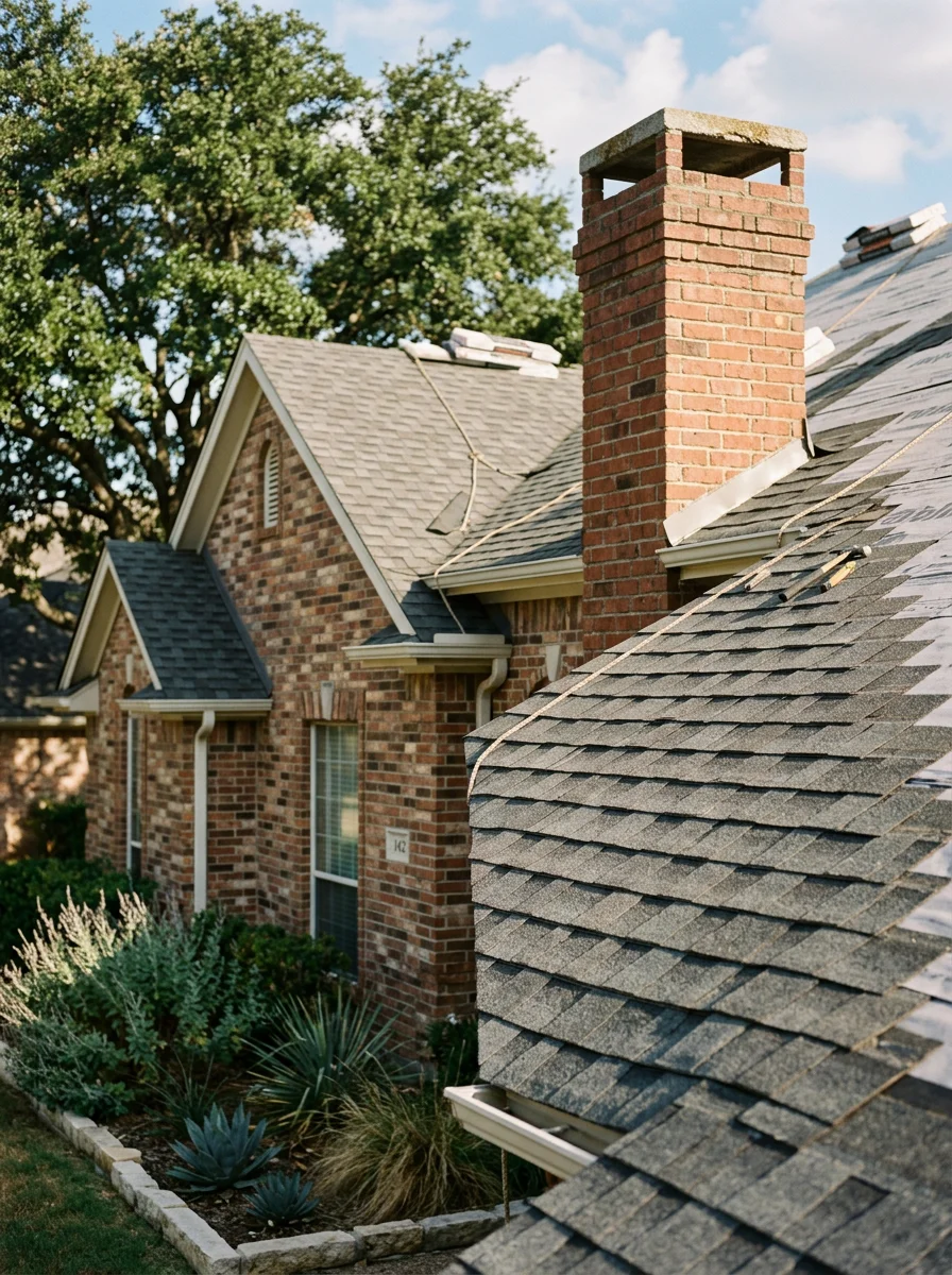 Professional roofer installing premium shingles on Rockwall residential home